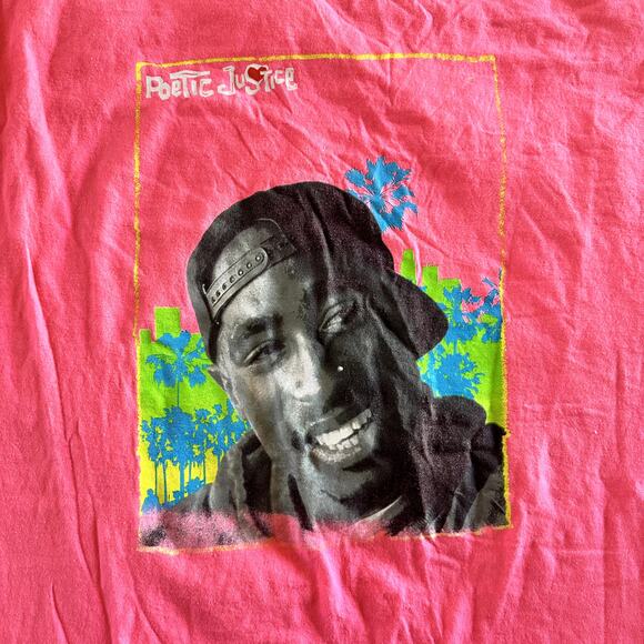 Plus Size Hot Pink Tupac 2Pac Poetic Justice Shirt Size 1X - Picture 2 of 3